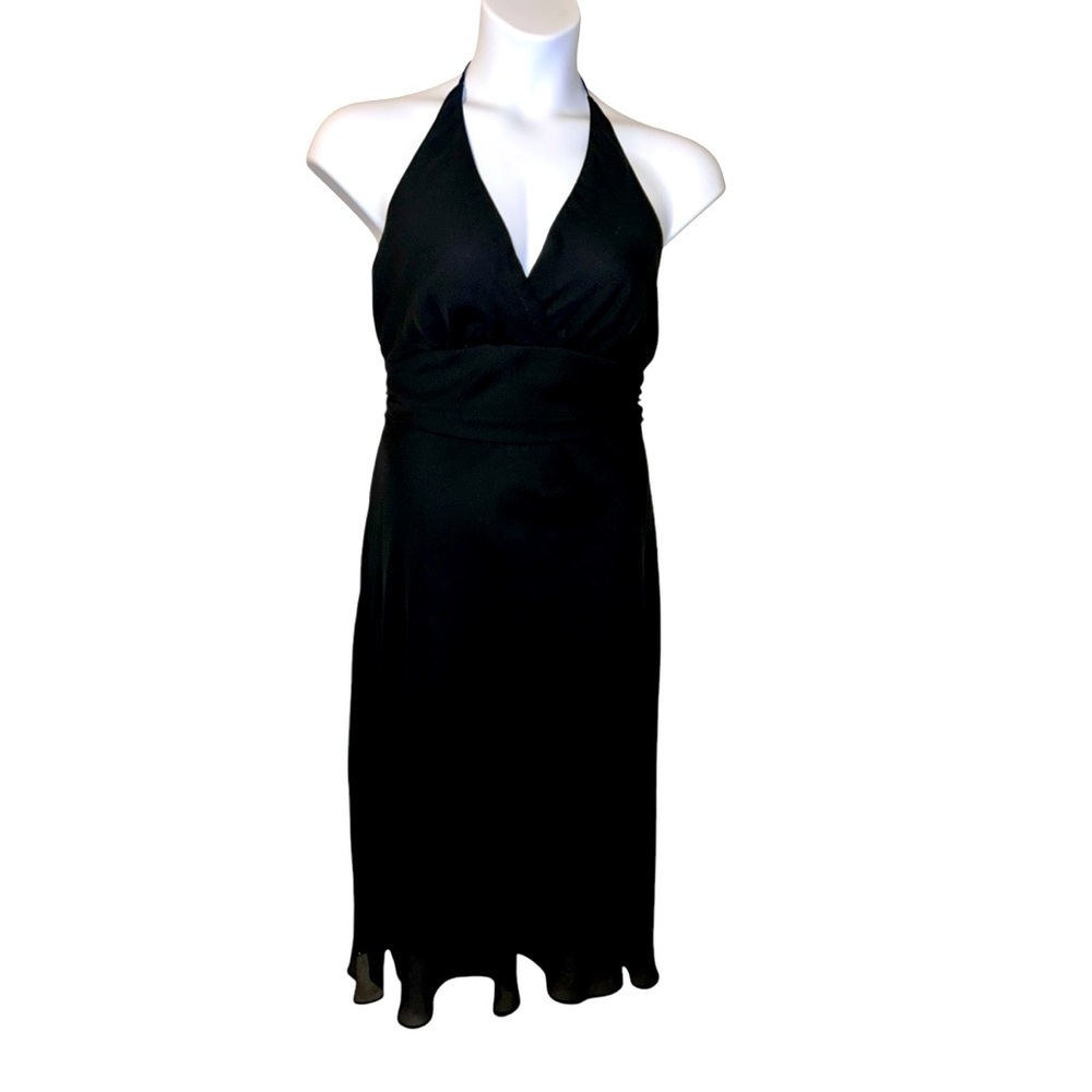 B. Moss Goth babydoll halter y2k witchy vampire black midi tie back dress sz 14